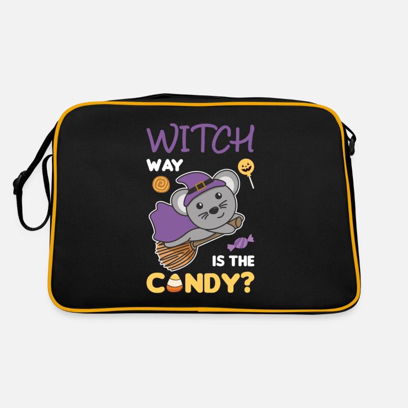 Maus Hexen Witch way is the candy Happy Halloween Retro Tasche