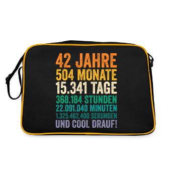42 Jahre Zweiundvierzigster Geburtstag - Retro Tasche - Schwarz/Gold - Hinten
