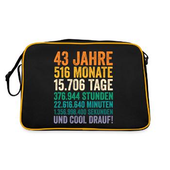 43 Jahre Fünfundvierzigster Geburtstag - Retro Tasche - Schwarz/Gold - Hinten