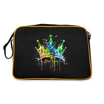 Krone Bunt King Symbol - Retro Tasche - Schwarz/Gold - Hinten