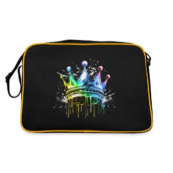 Krone Symbol Bunt König - Retro Tasche - Schwarz/Gold - Hinten