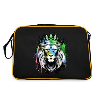 Lion Head Crown Lion Animal - Retro Bag - black/gold - Back