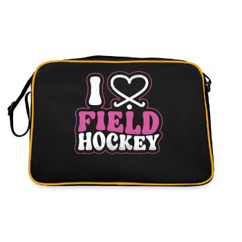 Cœur de hockey sur gazon J’aime le terrain - Sac Retro - noir/or - Dos