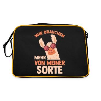 Lama Wir brauchen mehr von meiner Sorte - Retro Tasche - Schwarz/Gold - Hinten