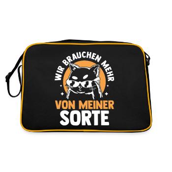 Katze Wir brauchen mehr von meiner Sorte - Retro Tasche - Schwarz/Gold - Hinten