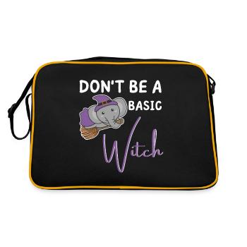 Elefant Halloween Hexe don't be a basic witch - Retro Tasche - Schwarz/Gold - Hinten