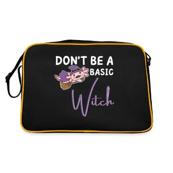 Axolotl Halloween Hexen don't be a basic witch - Retro Tasche - Schwarz/Gold - Hinten