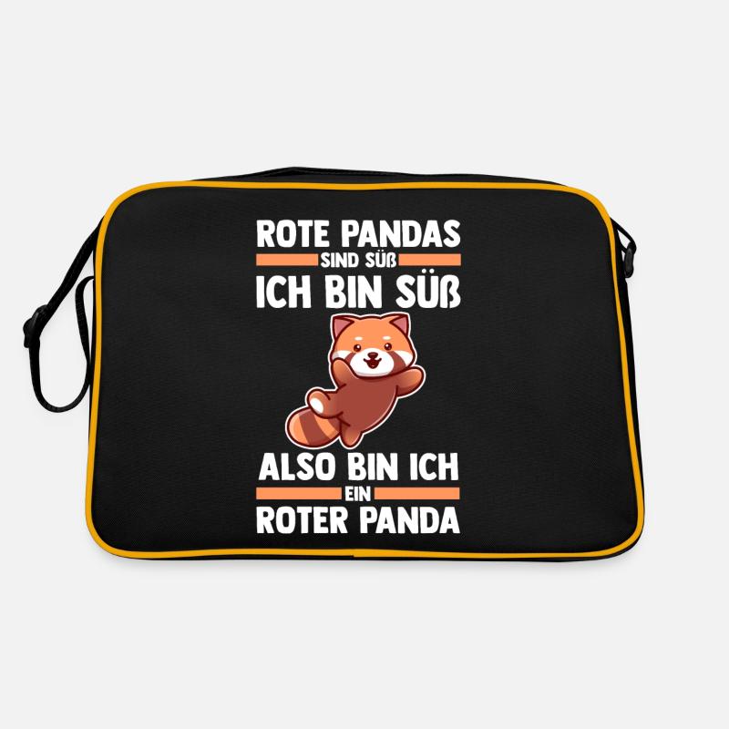 Roter Panda - Retro Tasche - Schwarz/Gold