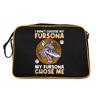 Furry Fandom Fursuit Wolf - Retro Bag - black/gold - Back