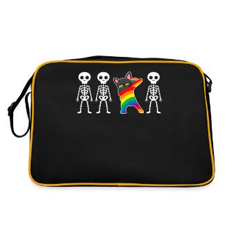 Furry Fandom Fursona Fur Suit LGBTQ Rainbow - Retro Bag - black/gold - Back