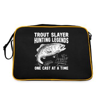 Fishing, Trout, Salmon, Fisherman, Angler, Perch - Retro Bag - black/gold - Back