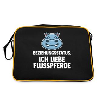 Nilpferd Flusspferd - Retro Tasche - Schwarz/Gold - Hinten