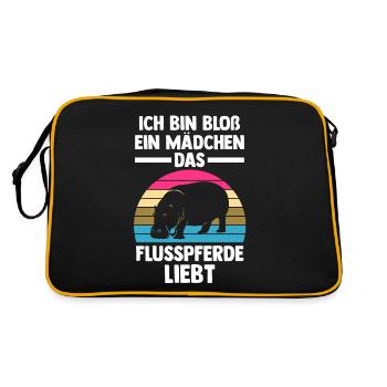 Nilpferd Flusspferd - Retro Tasche - Schwarz/Gold - Hinten