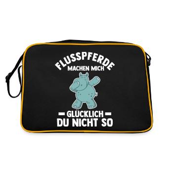 Nilpferd Flusspferd - Retro Tasche - Schwarz/Gold - Hinten