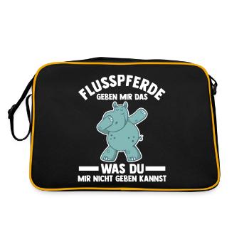 Nilpferd Flusspferd - Retro Tasche - Schwarz/Gold - Hinten