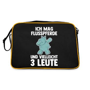 Nilpferd Flusspferd - Retro Tasche - Schwarz/Gold - Hinten