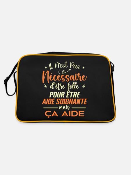 Aide Soignante Cadeau Femme Humour - Sac Retro - noir/or - Dos