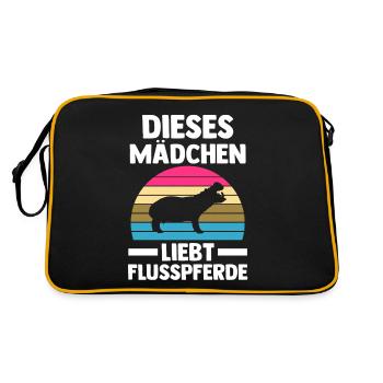 Nilpferd Flusspferd - Retro Tasche - Schwarz/Gold - Hinten