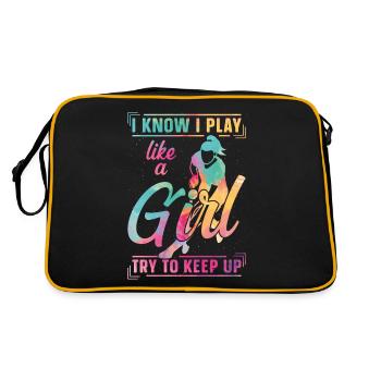 Field Hockey Watercolor I Know I - Retro Tasche - Schwarz/Gold - Hinten