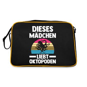 Tintenfisch Oktopus - Retro Tasche - Schwarz/Gold - Hinten