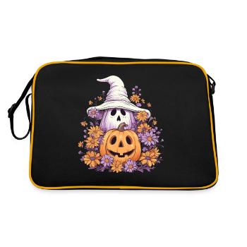 Halloween groovy ghost hippie floral pumpkin - Retro Bag - black/gold - Back