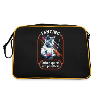 chats, escrimeurs, joueur, escrime drôle, sports, chats - Sac Retro - noir/or - Dos
