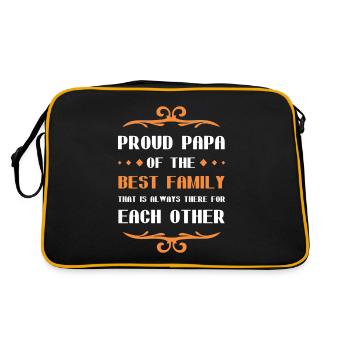Stolzer Vater Spruch Familie Papa - Retro Tasche - Schwarz/Gold - Hinten