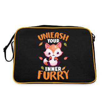 Furry Fandom Fursona Fursuit Fox - Retro Bag - black/gold - Back