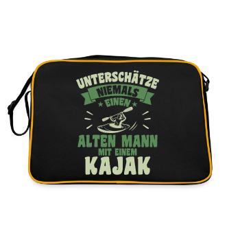Alten mann mit einem Kajak - Retro Tasche - Schwarz/Gold - Hinten