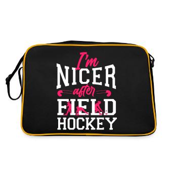 Field Hockey I'm Nicer After Field - Retro Tasche - Schwarz/Gold - Hinten