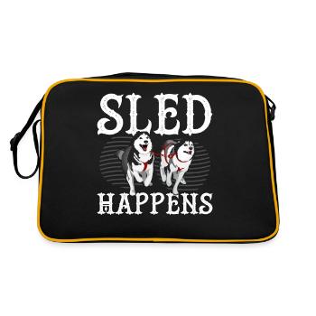 Funny Mushing Dog Sled Ride Musher - Retro Bag - black/gold - Back