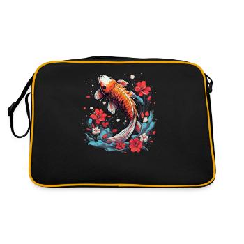 Koi Fische Kois-Karpfen Koi Garten-Teich Koi - Retro Tasche - Schwarz/Gold - Hinten
