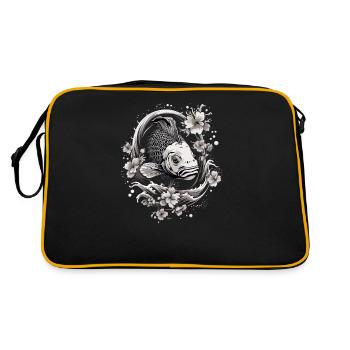 Koi Fische Kois-Karpfen Koi Garten-Teich Koi - Retro Tasche - Schwarz/Gold - Hinten