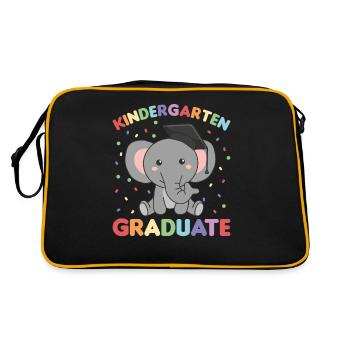 Kids Kindergarten graduate Elephant Graduation - Retro Bag - black/gold - Back