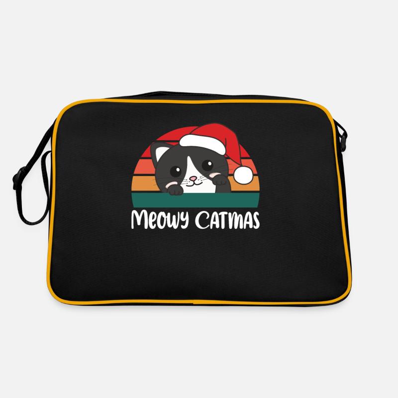 Joyeux Catmas Jeu de mots de Noël chat drôle Sac Retro