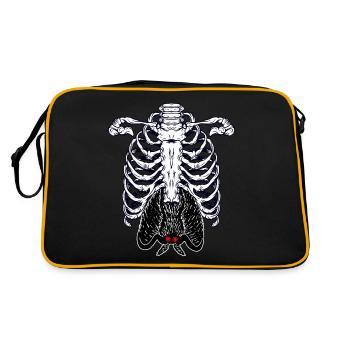Mothman Skeleton Cryptid Cryptozoology - Retro Bag - black/gold - Back