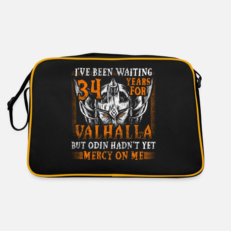 Waiting 34 Years for Valhalla 34. Geburtstag - Retro Tasche - Schwarz/Gold