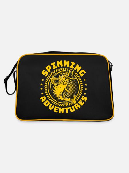 Fishing, Angler, Fisherman Fishing and Pike Fishing - Retro Bag - black/gold - Back