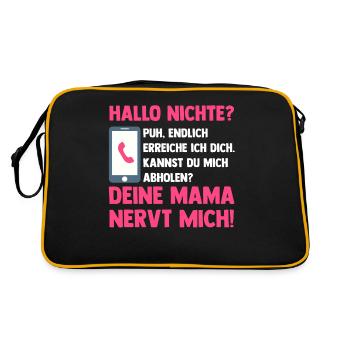Tante Paten Onkel - Retro Tasche - Schwarz/Gold - Hinten
