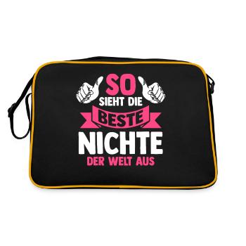 Beste Nichte - Retro Tasche - Schwarz/Gold - Hinten