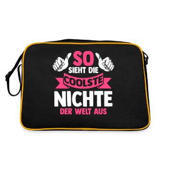 Coolste Nichte - Retro Tasche - Schwarz/Gold - Hinten
