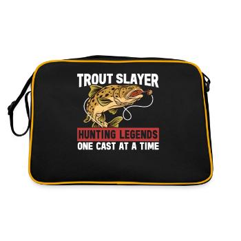 Fishing, Trout, Salmon, Fisherman, Angler, Perch - Retro Bag - black/gold - Back