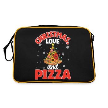 Pizza Junk Food Funny Saying Christmas, Love - Retro Bag - black/gold - Back