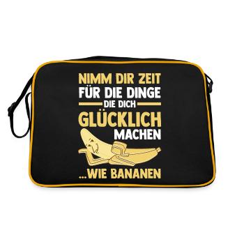 Früchte Banane - Retro Tasche - Schwarz/Gold - Hinten