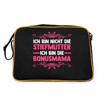 Stiefmutter Stiefmama Bonusmama - Retro Tasche - Schwarz/Gold - Hinten