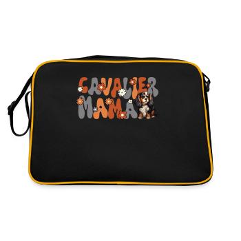 Cavalier King Charles Spaniel Groovy Cavalier Mama - Retro Tasche - Schwarz/Gold - Hinten