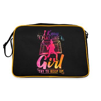 Field Hockey Watercolor I Know I - Retro Tasche - Schwarz/Gold - Hinten