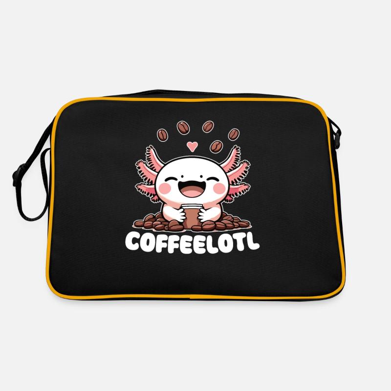 Axolotl Coffeelotl Amateurs de café Axolotls mignons - Sac Retro - noir/or
