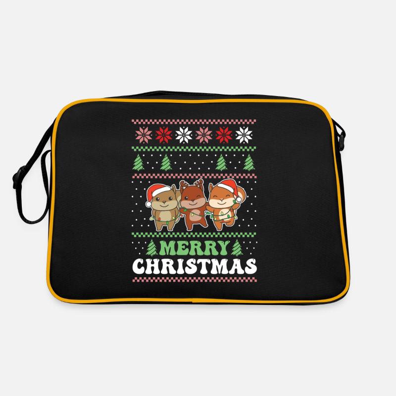 Joyeux Noël rétro écureuil de Noël laid - Sac Retro - noir/or