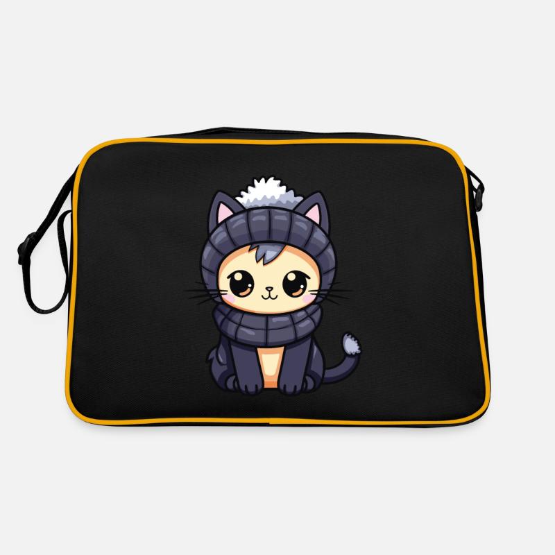 Katze Winter Comic Retro Tasche